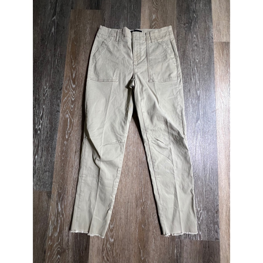 Banana Republic Girlfriend Authentic Chino Womens 0 Khaki Excellent Raw Hem Pant